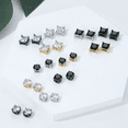 thumbnail image 2 of 12 Pares Aretes Falsos Piercing Hombre Imán Acero Inoxidable Xtellar plateado, 2 of 3