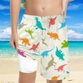 thumbnail image 2 of Sjldqy Boys Swimsuit Dinosaur Graphic High Waisted Swim Trunks Beach Shorts With Liner Swimwear Quick Dry Breathable Boys Bathing Suit Size 14-16 Years Beige, 2 of 5
