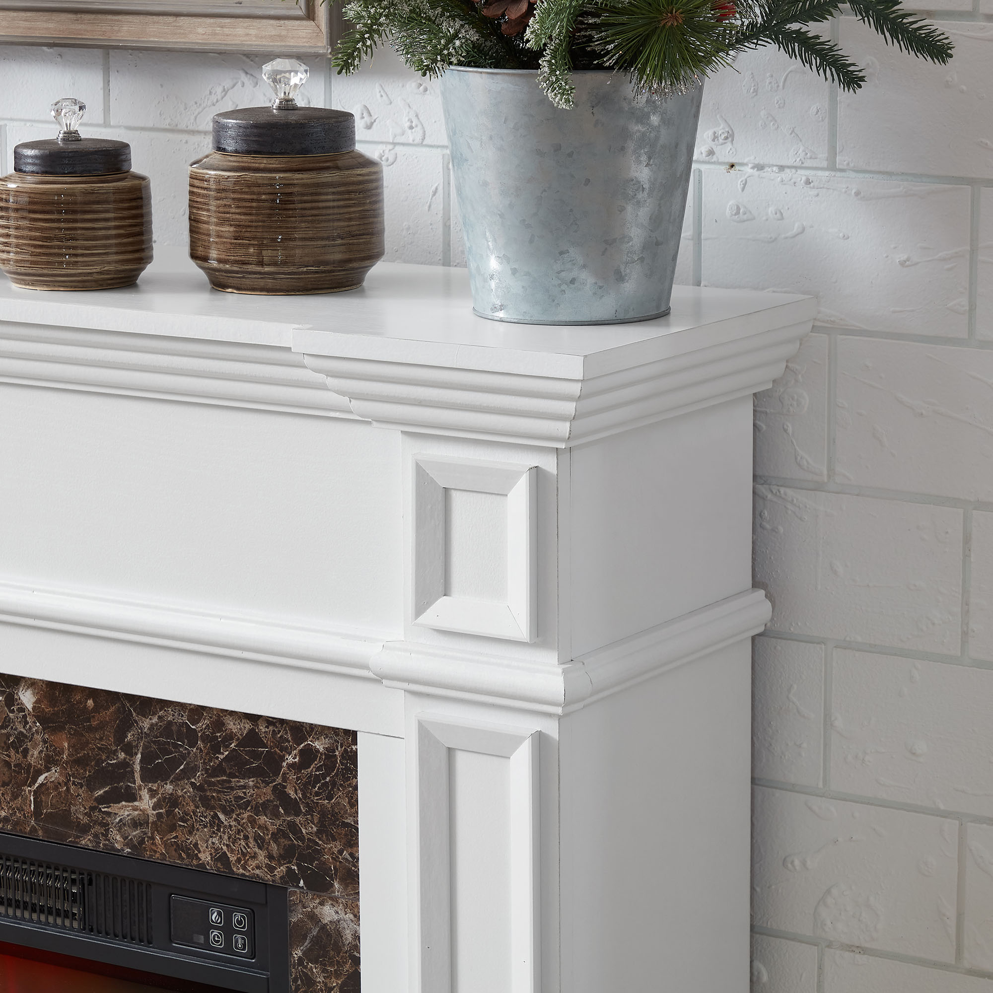 Electric Fireplace with Mantel Realistic Stacked Stone Surround 45.66"W*11.8"D*40"H Remote Control Timer LED Flame Compact And Space Saving