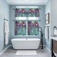 thumbnail image 3 of Spring Purple Flower Kitchen Curtains Sets for Windows 24 Inch Length, Retro Wall Seamless Garden Pastoral Rod Pocket Window Treatments Tier Curtains and Valances Set for Bedroom/Bathroom, 3 of 8
