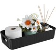 thumbnail image 4 of Almacenamiento de papel higiénico, plástico cestas y cajas de almacenamiento, papel higiénico, cestas de decoración para cuarto de baño, cocina, estante, negro, 2 piezas, 4 of 7