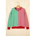 thumbnail image 2 of Chic Green Stripe Color Block Sweatshirt – Perfect for Casual Outings This Spring, M, 2 of 11