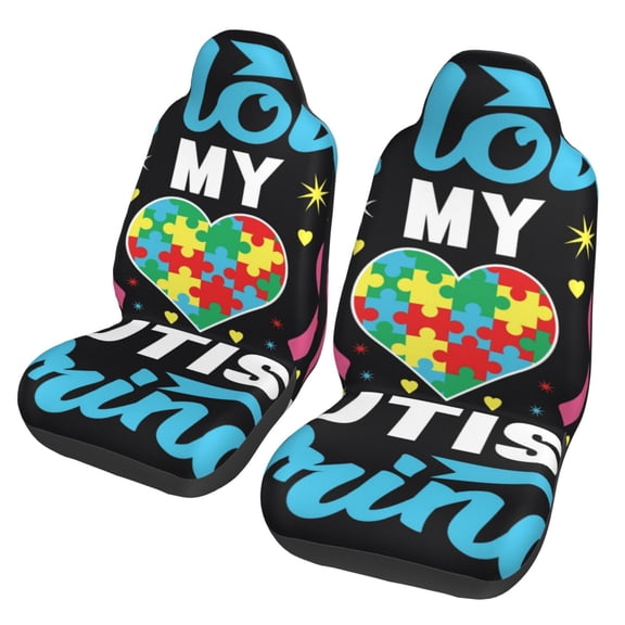 Xecao I Love My Autism Print Car Seat Cover in That Fits Most Cars, Vans, SUVs, and Trucks.