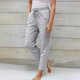 thumbnail image 1 of WILLBEST Pantalones Casuales de Verano para Mujer, Elásticos, de Cintura Alta, a Rayas, de Lino, con Pierna Ancha, Holgados, para Uso Diario. Chica, 1 of 4