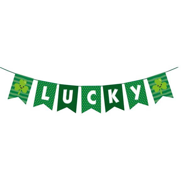 AUQ 2024 St Patricks Day Banners and Flags St. Patrick's Day Hanging Swirl Decorations Irish Holiday Party Ornaments Favors Home Garden Outdoor Flag Banner,Green