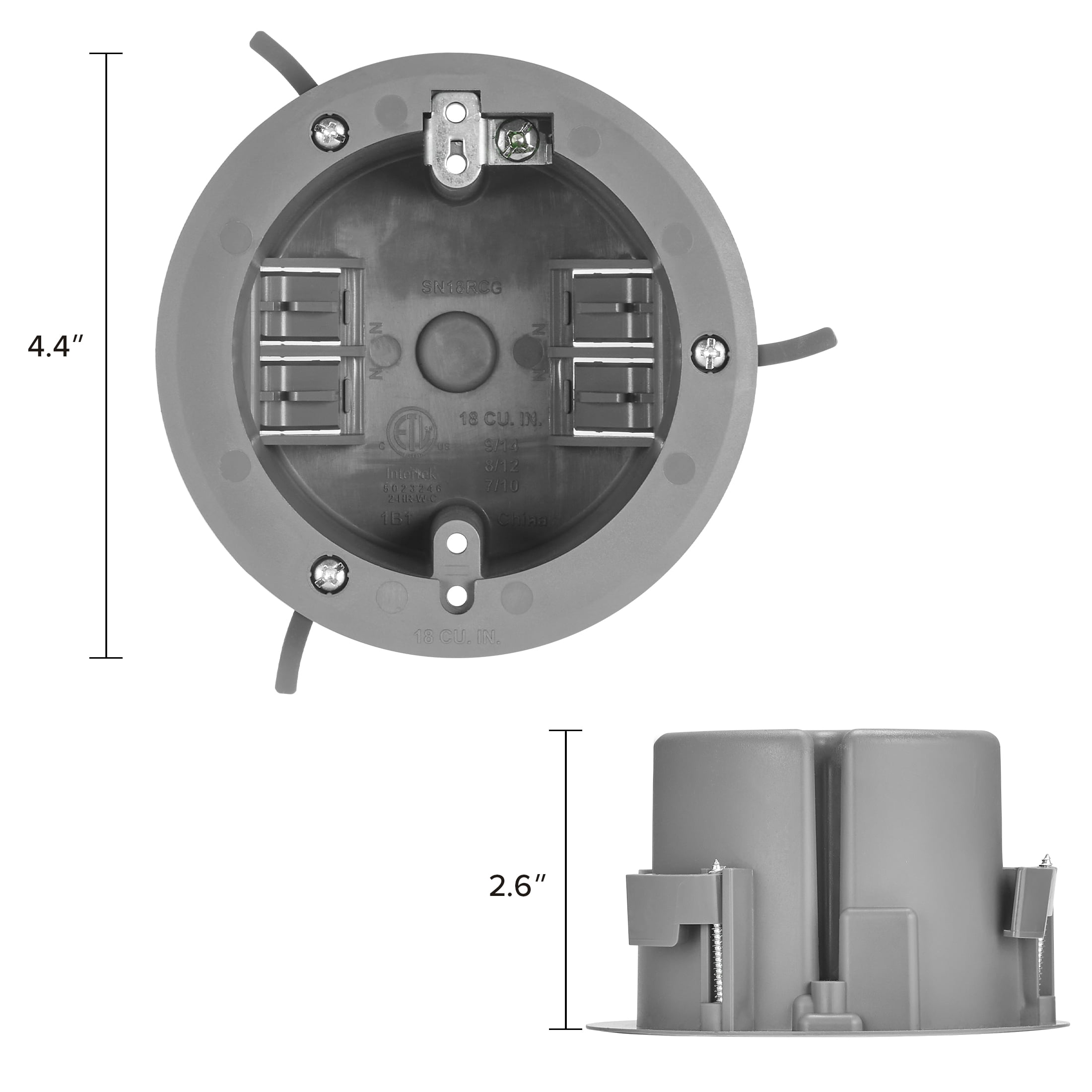 Maxxima 18 cu. in. PVC Old Construction Ceiling Electrical Junction Box, Ceiling Box, ETL Listed, Gray (10 Pack)