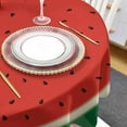 thumbnail image 4 of Watermelon Round Tablecloth 60 Inch - Waterproof Fabric Table Cloth Protector, Watercolor Red Summer Fruits Green Striped Tablecloths Washable Table Cover for Kitchen Banquet Coffee Table, 4 of 6