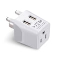 thumbnail image 1 of Adaptador de viaje Ceptics UK tipo G con 2 entradas USB+ USB y enchufe EE. UU., 1 of 7