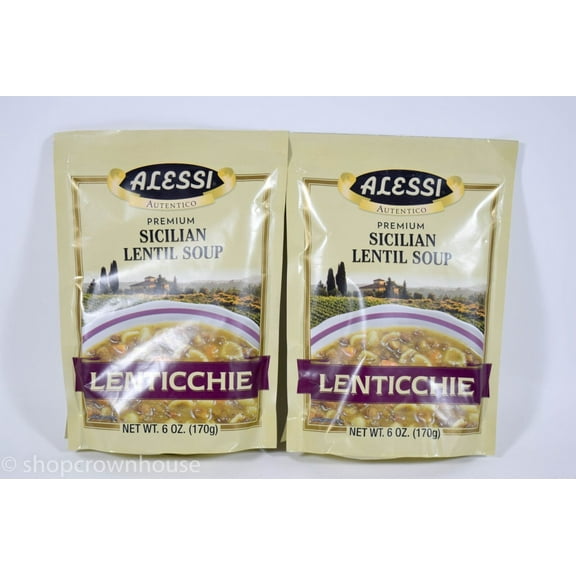 2 Alessi LENTICCHIE Premium Sicilian Lentil Soup 6 oz packet 08/11/2024 Bulk