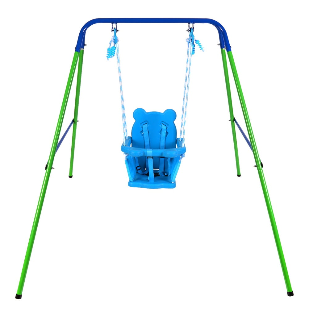 Toddler Swing Set, Safety Belt, Metal Baby Swing Set with Stand