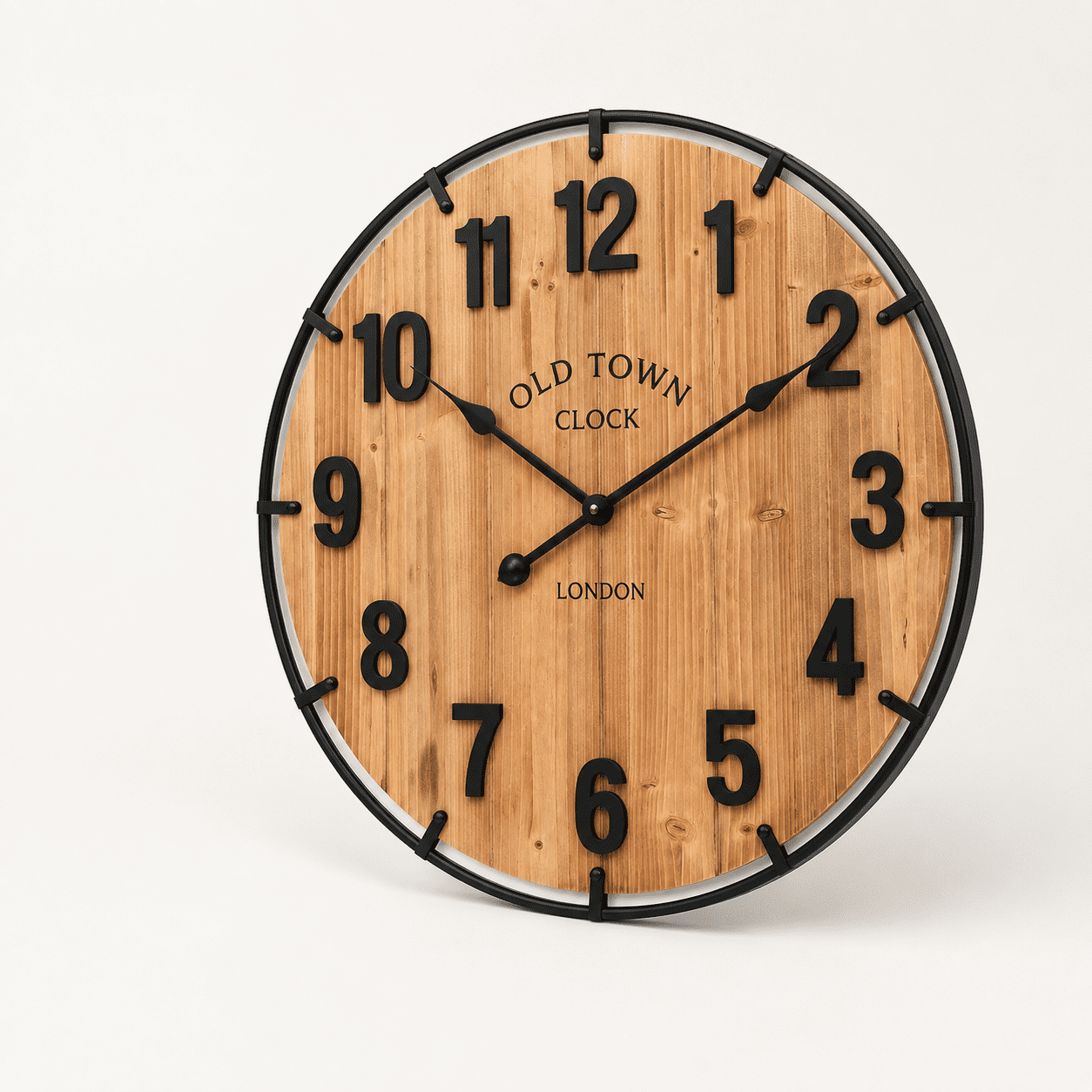 Brown 24 Inch Rustic Antique Wood Metal Farmhouse Silent Wall Clock