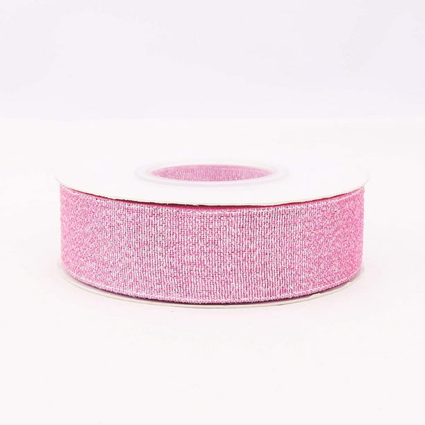 25 Yards Glitter Metallic Ribbon, 1 inch Wide Ribbon , Sparkly Fabric Ribbon Gift Ribbon Thin Ribbon for Gift Wrapping Wedding Party (Pink)