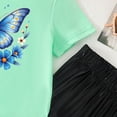 thumbnail image 4 of CYRBOKO Girls Outfit Sets, Printed Casual Short Sleeve Elastic Waist T-Shirts and Pants Green Size 7-8 T, 4 of 5