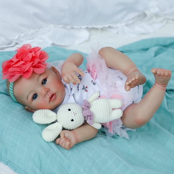 WOOROY Realistic Reborn Baby Dolls, 18 Inch Lifelike Newborn Eyes Open Girl Real Life Soft Cloth Body with Gift Box for Kids 3