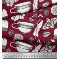 thumbnail image 2 of Soimoi Poly Georgette Fabric Tea Cup,Lemon Slice & Ginger Vegetable Decor Fabric Printed Yard 52 Inch Wide, 2 of 3