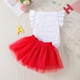 thumbnail image 5 of adviicd Ensemble 2 Pcs pour Filles Tout-Petits Haut à Manches Courtes à Volants et Jupe Boutonnée Rouge, 24m, 5 of 5