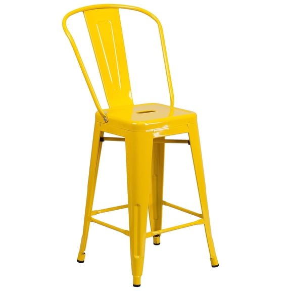 Bowery Hill Metal 24'' Counter Stool in Yellow