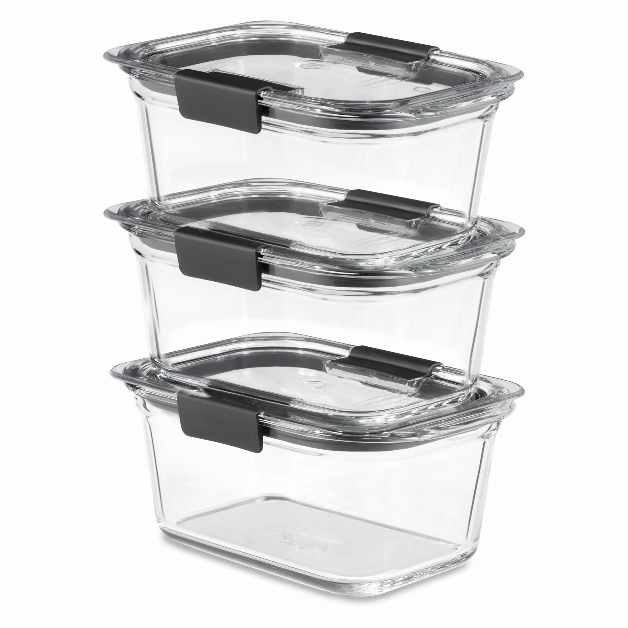 Rubbermaid Brilliance 3-Pack Glass Food Storage Containers, 4.7-Cup, Leak Proof, BPA Free