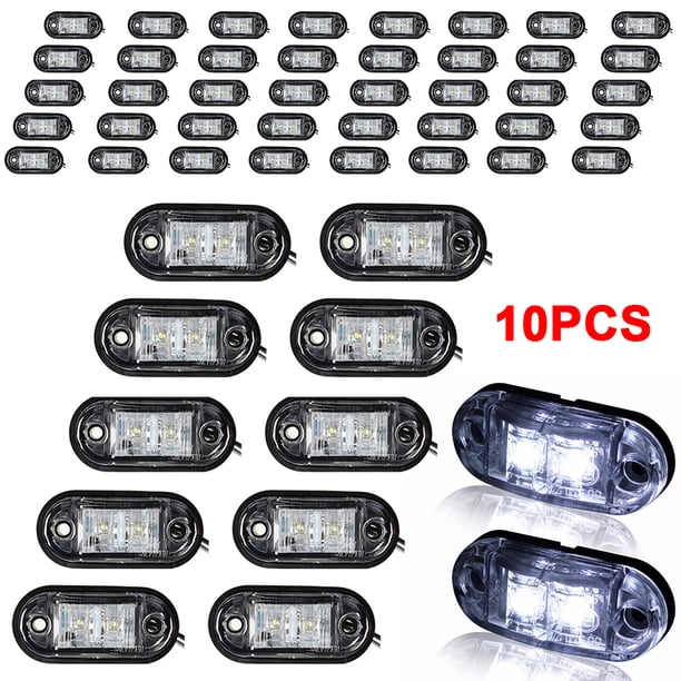 5 luces LED posición laterales impermeables para camiones remolque 12 V-24 V () blancas