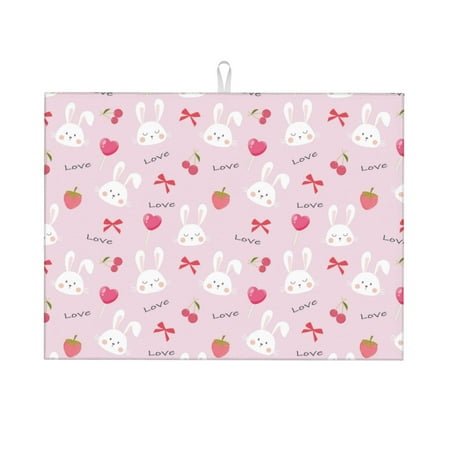 

Ocsxa Love Rabbit Dish Drying Mat for Kitchen Counter Coffee Bar Coffee Station Accessories Absorbent Coffee Mat Kitchen Drying Mat Easy Clean 18x24 Inch