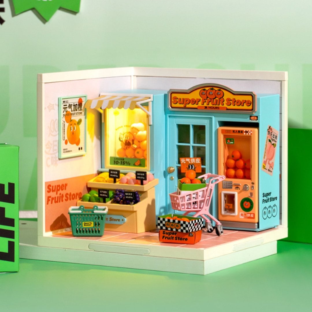 Rolife Building Model Kit Super Creator Super Fruit Store Plastic DIY Miniature House Kit DW003