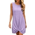 thumbnail image 3 of Bxsruta Women's Sleeveless Twist Knot Tunic Dress - Casual Crew Neck Knit Summer Mini Dress, Pullover Lightweight Soft Breathable Stretchy and Comfortable Fabric for Everyday Wear, 3 of 7