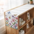 thumbnail image 6 of Table Runners 70 Inches Long Dress Scarves, Pink Flowers Farmhouse Coffee/Dining/Kitchen Table Decor, Holiday Table Runner, Spring Floral Butterfly Leaves Plants Pastoral 13x70 Inch, 6 of 9