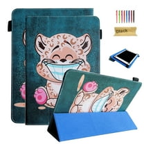 TECH CIRCLE Universal Case for 9.6" to 10.5" Tablet - Fold Stand Leather Cute Case for Onn 10.1" /Galaxy Tab A7,A8 /Lenovo Tab 10.1 10.3 /Most 10 10.1 10.3 10.4 10.5 Inch Android Tablet, Smile Leopard