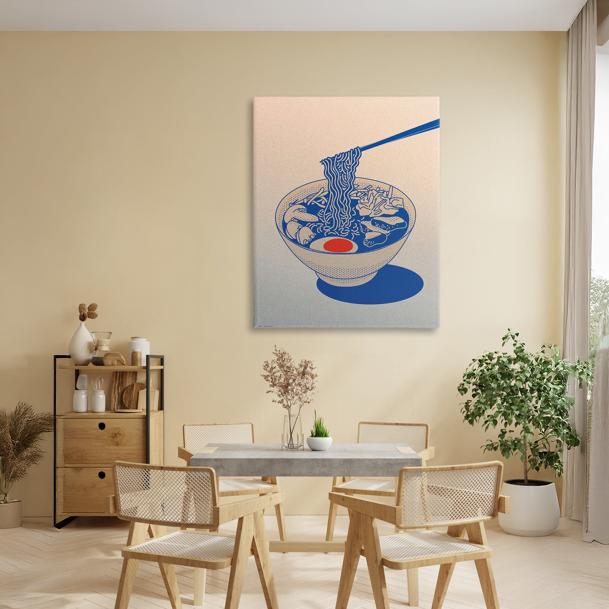 Ramen Noodle Bowl Gradient Canvas Wall Art, design by Seven Trees Design