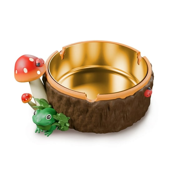 Lnrkai Ashtray with Stainless Steel Tray, Resin Ash Tray for Indoor or Outdoor Use Mushroom Decor