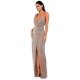 thumbnail image 2 of Sexy Rose Gold Deep V-neck Whit Split Sequins Party Maxi DressM, 2 of 5