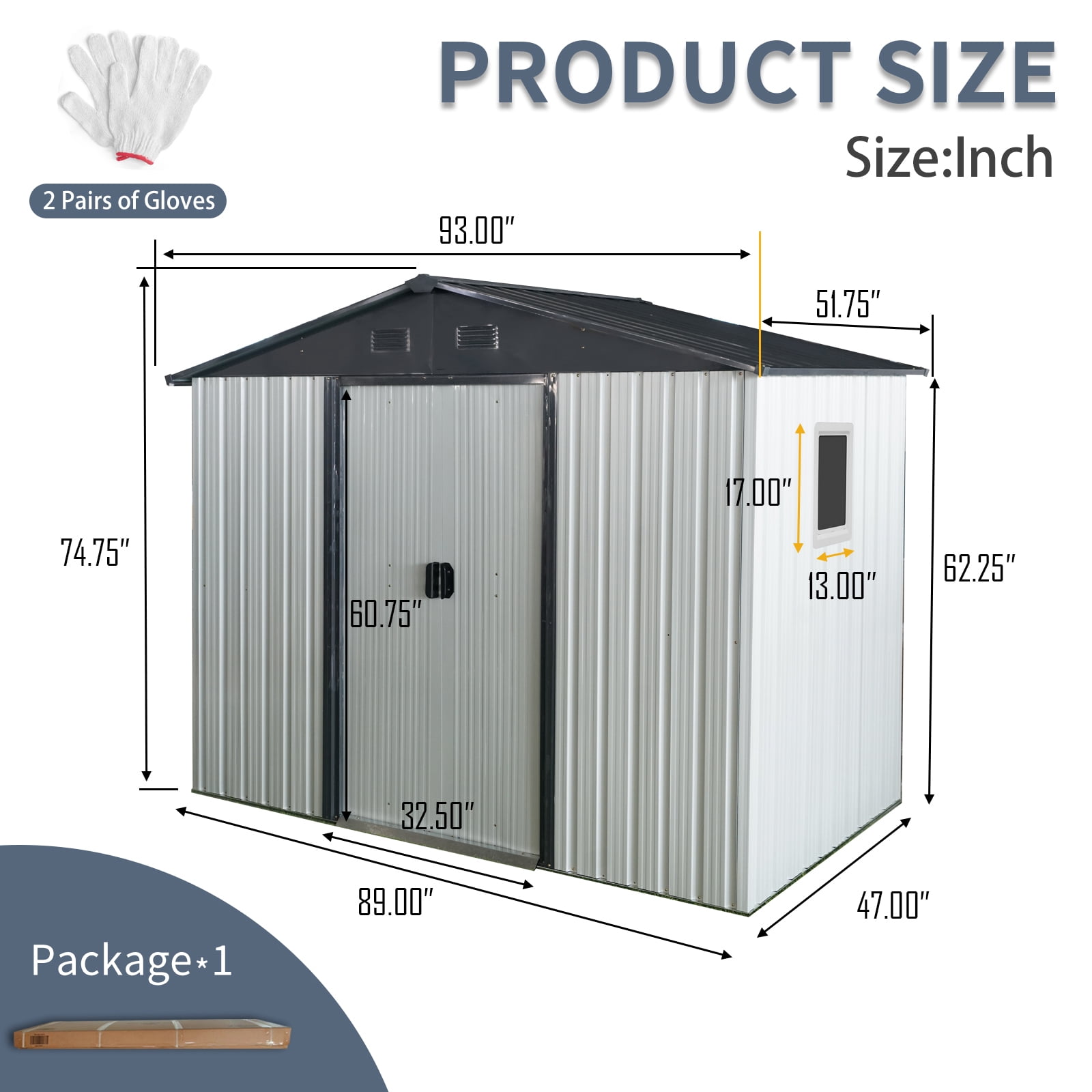 Alvantor 8 x 4 FT Outdoor Storage Shed Metal Garden Shed with Sliding Door and Window for Backyard, Garden, Coffee