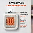 thumbnail image 3 of LAICAIW Chauffage de Petit Espace HeatWell à Brancher - Mini Radiateurs Portatifs Muraux 800w pour Usage Intérieur Bureau Chambre / Thermostat Réglable, Minuterie 12 Heures, Arrêt Automatique, Céramique Silencieuse Écoénergétique, 3 of 7