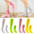 thumbnail image 4 of YEUHTLL Women Men Multicolor Slouch Boot Socks Casual Extra Long Loose Stacked Chunky Scrunch Knee High Stockings Ruched Bubble Leg Warmer, 4 of 19