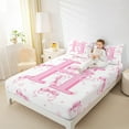 thumbnail image 4 of jejeloiu Personalized Gifts Bowtie Queen Sheet Sets,Bowknot Latter H Flat Sheet,Pink Heart Print Queen Fitted Sheet For Princess,Lightweight Room Decoration,4-Piece, 4 of 7