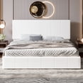 thumbnail image 2 of Einfach King Size Storage Bed Frame, Lift Up Velvet Platform Bed with Adjustable Upholstered Headboard, No Box Spring Needed, White, 2 of 11