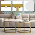 thumbnail image 6 of Peispie 27.6" Round Nesting Coffee Table Set of 2, Modern Stacking End Tables with Sturdy Metal Frame, Faux Marble & Industrial Wood Accent Side Tables for Living Room Bedroom, White Gold, 6 of 8