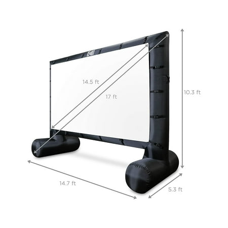 Kodak - Giant Inflatable Projector Screen, Outdoor Movie Screen, 17 ft. Blow Up Projector Screen with Pump and Carrying Case - White