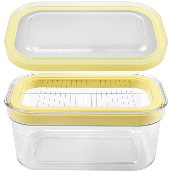 Butter Slicer Cutter Container,Rectangular Butter Container Airtight Butter Slicer Cutter Container Plastic Butter Container with Stainless Steel Slicer Small Butter Dish with Lid for Fridge