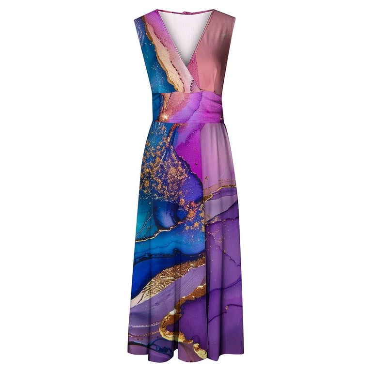 strapless open back dress Multi-Sequin-Print Long Blue Prom Dress Blue Multi / 2