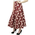 thumbnail image 4 of Phagun Floral Printed Summer Wear Maroon Cotton Long Reversible Wrap Skirt, 4 of 6