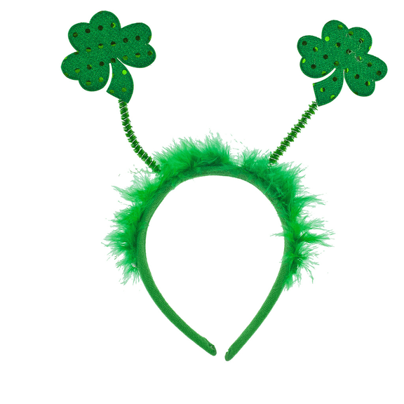 Lux Accessories Green Fabric Furry Shamrock St. Patrick's Day Festive Headband