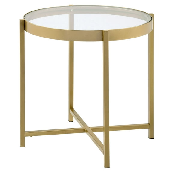 ACME Charrot Round End Table in Clear and Gold