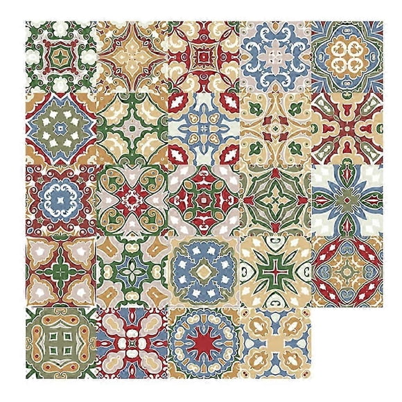 24Pcs Vintage Tile Decal Tile Stickers Removable Decals Kitchen Peel and Stick Tiles