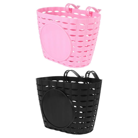 TABLZONE 2-Pack Small Kids Bike Basket with Plastic Handlebar Mount, Assorted Colors for Outdoor Riding