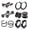 black, variant on 12Pcs Stainless Steel Earrings Stud Screw Back Punk Piercing Hoop Gothic Unisex-black