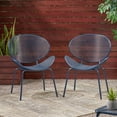 thumbnail image 2 of GDF Studio Poynes Outdoor Metal Mesh Shell Chairs, Set of 2, Matte Navy Blue, 2 of 11