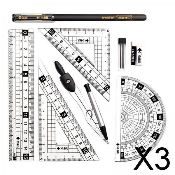 3x Brújula de Regla de Matemáticas Soledad, Herramienta de Dibujo de Geometría, 3 piezas