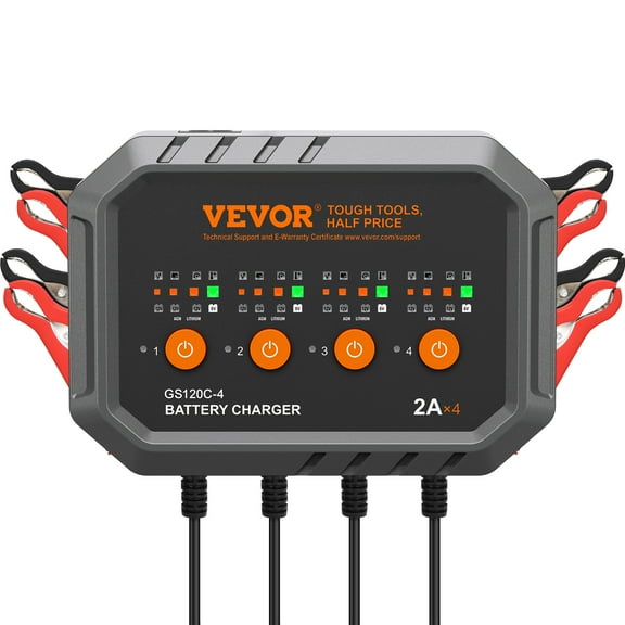 VEVOR Smart Battery Charger, 8-Amp, LiFePO4 Lead-Acid (AGM / Gel / SLA) Car Battery Charger, Fully-Automatic Charger Maintainer for Boat Motorcycle Lawn Mower Golf Cart Marine Deep Cycle