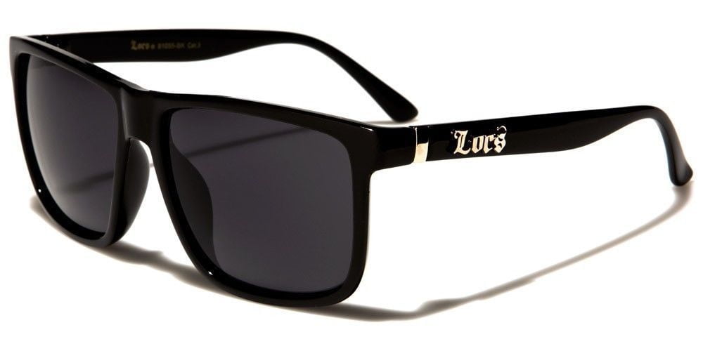 Locs Black Dark Sunglasses Biker Gangster OG Rectangle Lens 